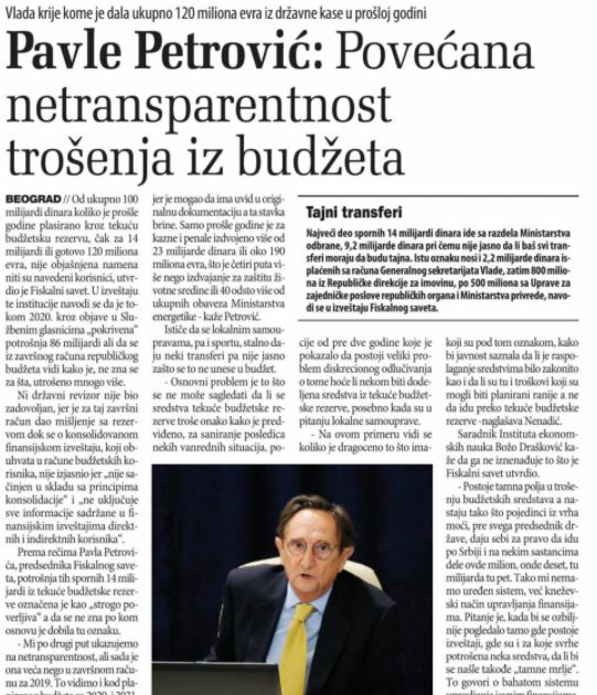 danas fiskalni rezerva